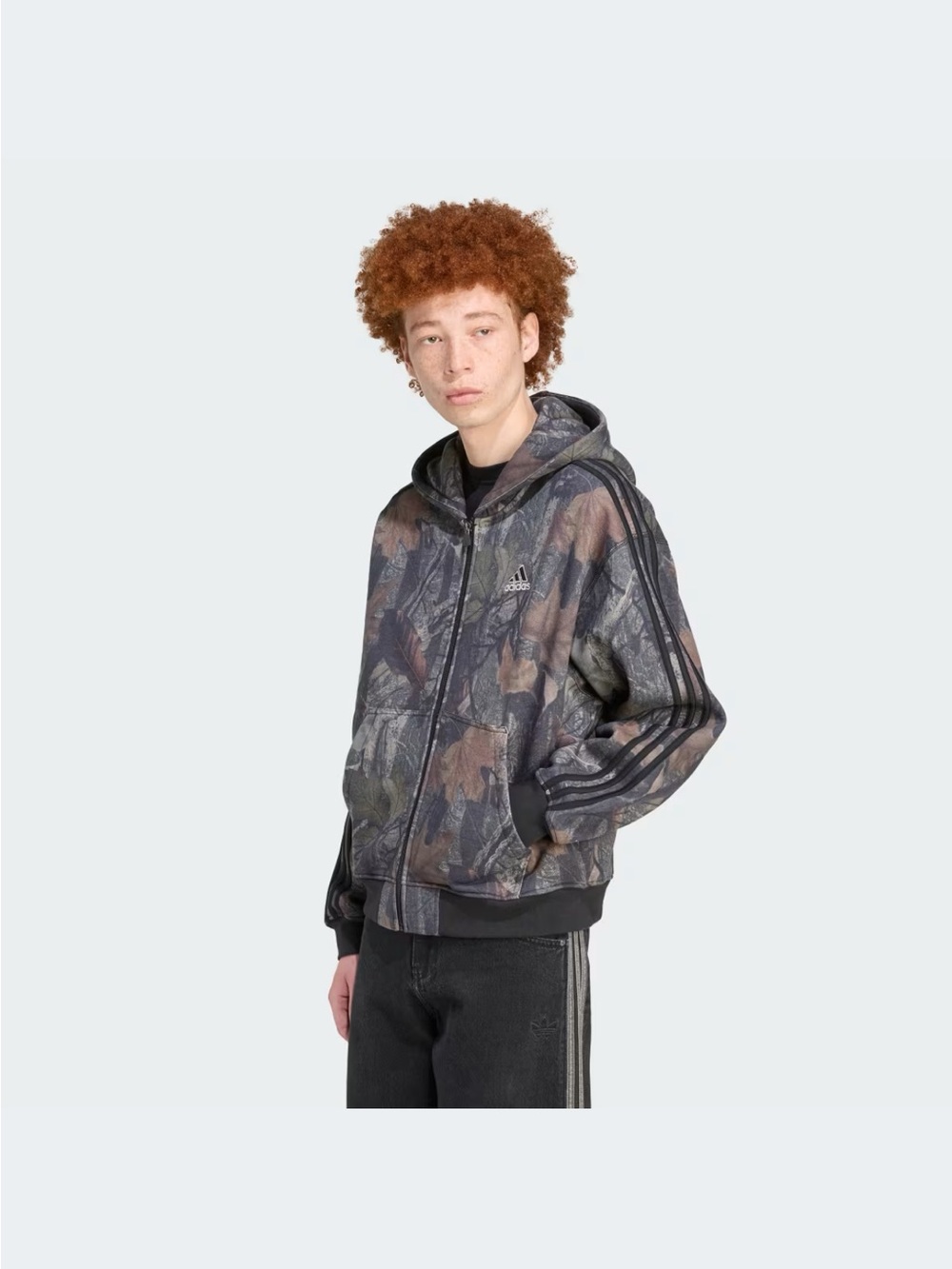adidas Hooded Zip Jacket in Gray and Brown Camo